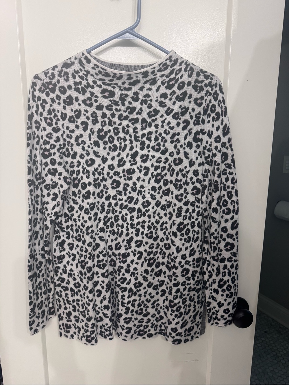 LOFT Black and White Leopard Print Long Sleeve Sweatshirt